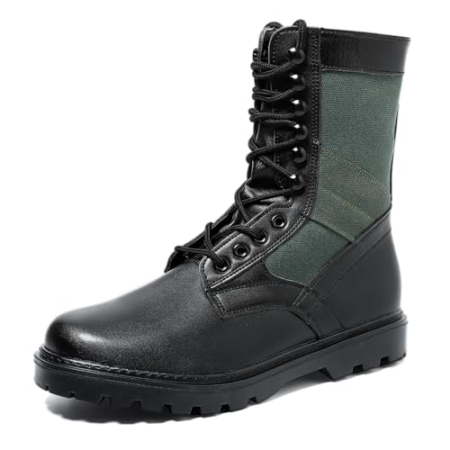 Men's Breathable Leather Tactical Military Work Boots Lightweight Hiking Motorcycle Combat Boots