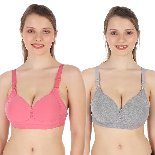 Image of Tweens Lite Wite - Minimiser Medium Padded Cotton Lycra Bra (Plus Size) - Triple Hook - Full Coverage - Wirefree - Seamless T-Shirt Bra