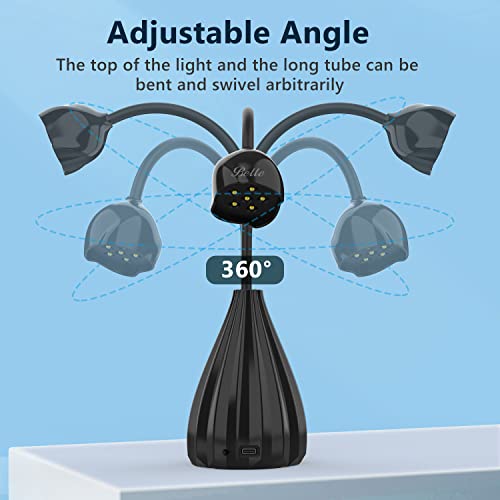 Belle Led Uv Nail Lamp For Gel Nails, 360° Rotatable Gooseneck Flash Cure Light Portable Mini Lotus Hands Free Nail Dryer Quick Dry Gel Polish Light For Diy Home & Salon Manicure #TOP4