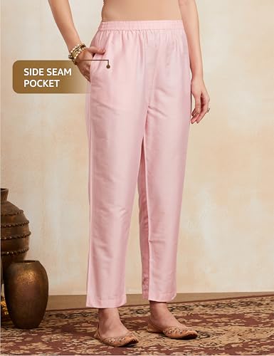 Image of Amazon Brand - Myx Women's Embroidered Kurta Pant Set with Organza Dupatta | Salwar Suit (Available in Plus Sizes)
