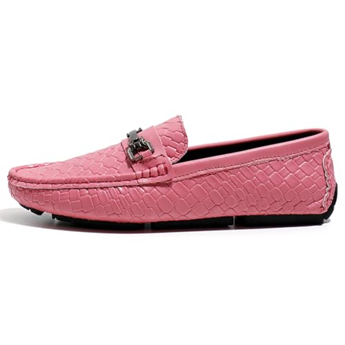 Men's Penny Loafers Woven Leather Driving Loafers Black Slip-On with Buckle Flats Boat Shoes Moccasins2