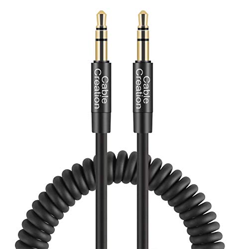 CableCreation 1-4 FT Coiled 3.5mm Audio Cable, 3.5mm Aux Cable Compatible with iPhones