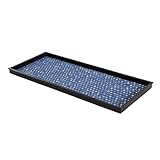 Picture of Anji Mountain Heavy Duty Waterproof Rubber Shoe Storage Mat Organizer/Boot Storage Tray Multi Use for Entryway with Coir, Blue and Ivory Insert, Fits 3 Pair (34.5" Wide)