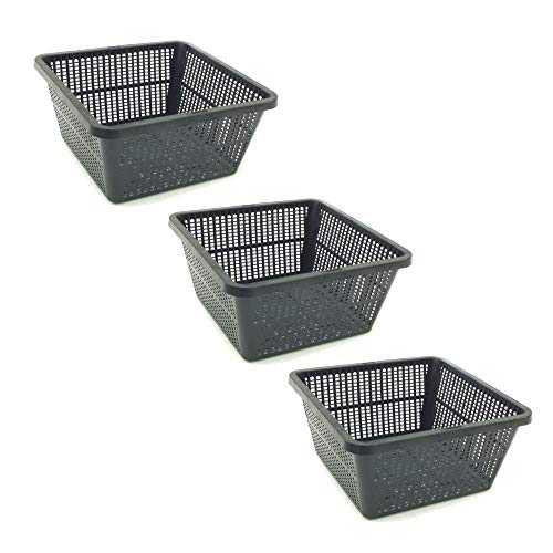 Pisces Pond Square Plant Basket 19 x 19 x 9cm - 3 Pack of Pond Planting Pot