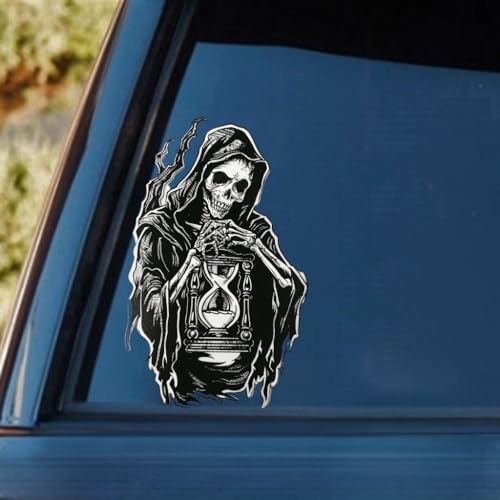 Image of Grim Reaper Holding Hourglass Tattoo Vinyl Bumper Decal Sticker for Windows, Cars, SUVs, Bikes, Laptops, Notebooks etc Waterproof (8 inch Inch)