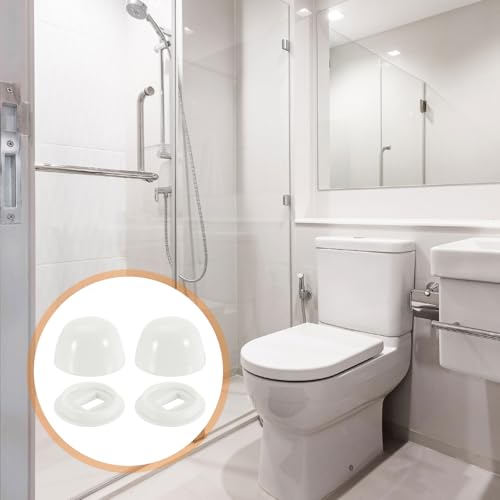 QUARKZMAN 4 Stück Toilettenbolzenkappen, 21mm/0,83 Kunststoff-Push-On-Toiletten-Sitzbodenbolzenkappen, Universelle Bodenbolzenkappen mit Unterlegscheiben, Weiß