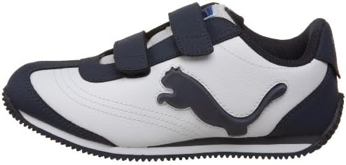 PUMA Speeder Illuminescent V Sneaker (Toddler/Little Kid/Big Kid),White/New Navy/Strong Blue,4 M US Toddler | Image 6
