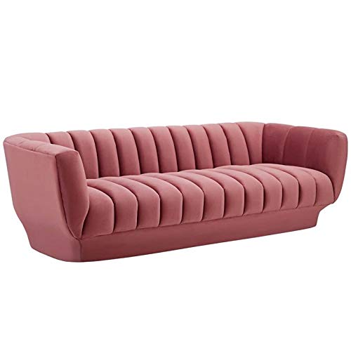 Modway Entertain Vertical Channel Tufted Performance Velvet Sofa Couch In Dusty Rose #TOP30