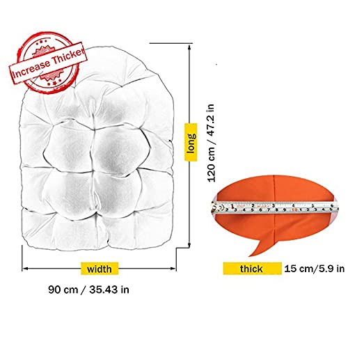 كرسي أرجوحة من الخيزران للحديقة والتراس من FHKBQ، كرسي معلق من الخوص على شكل بيضة، كرسي أرجوحة معلق، وسادة كبيرة الحجم، كرسي سلة معلق مع وسادة للأماكن الداخلية والخارجية 90 × 120 سم (الكرسي غير مشمول