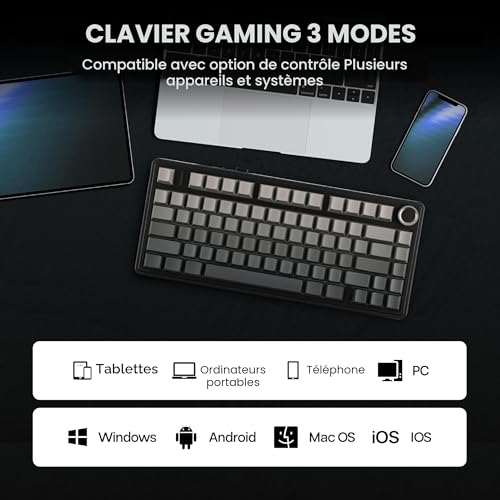 Clavier gamer custom Aula F75 PRO Bluetooth et USB-C structure Gasket - 4
