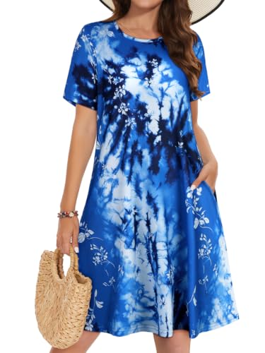 Image of Summer Dresses for Women Casual Tshirt Dress Beach Sundress with Pockets