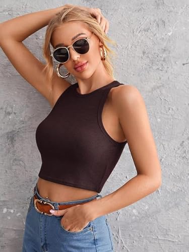 Image of Leriya Fashion Women's & Girls' Solid Asymmetrical Round Neck Cotton & Rayon Crop Top