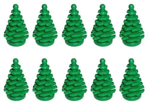 LEGO 10-Piece Green Pine Tree Small 2x2x4 Plant Building Set - Perfect for Christmas City Town Forests and Train Layouts