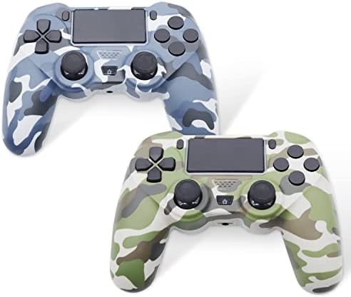 2 Pack Wireless Controller for PS4,YsoKK Wireless Remote Control Compatible with Playstation 4/Slim/Pro,with Double Shock/Audio/Six-axis Motion Sensor(Camouflage Blue+Camouflage Green)