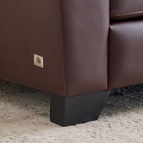 Image of Home Centre | Winchester | Half Leather|Solid Wood | Sofa Sets | Brown | Sofa Set 3+1+1 | 1 Year Warranty