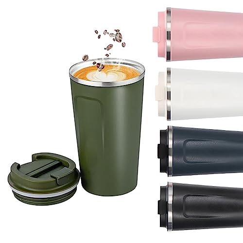 Fi18 Travel Mug, Stainless Steel Thermal Mug,Travel Mug with Leakproof Lid,Insulated Reusable Coffee Mug for Hot&Cold Drinks/Tea, for Car/Outdoor/Picnic/Office. (Green)