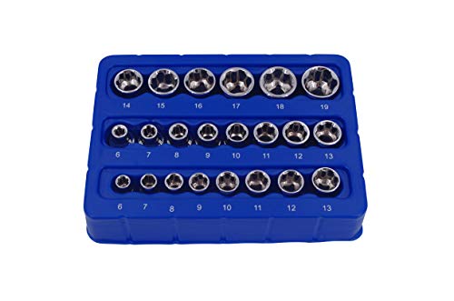 BERGEN Super-Lock Shallow Socket Set 22pc 1/4" 6-13mm & 3/8" 6-19mm 1398