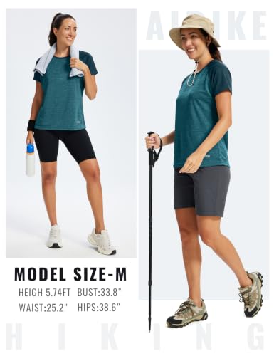 Image of MoFiz Women's Short Sleeve UPF 50+ Sun Protection Sports T-Shirt Quick Dry Running Workout Athletic Tee Top