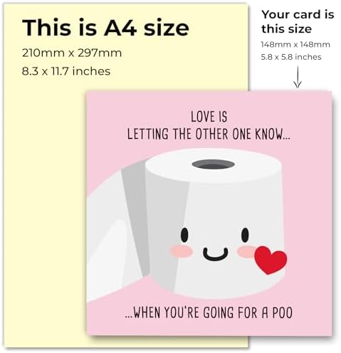 Funny Valentine's Day Card for Him or Her - Valentine's Day Card for Girlfriend, Boyfriend, Husband or Wife - Valentines Cards for Fiance Fiancee - Going For a Poo Joke - View 7