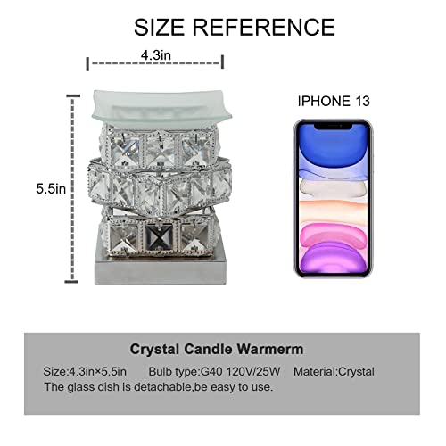 Mepllivs Crystal Wax Melt Warmer Electric Wax Burner Essential Oil Warmer Fragrance Night Light Lamp For Gifts & Decor, Home, Office, Spa,Bedroom (Silver) #TOP2