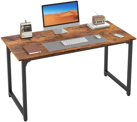 Flrrtenv 39 Inch Computer Desk, Home Office Desk, Small Writing Desk, Wood PC Desk, Modern Simple Study Desk, Rustic Brown