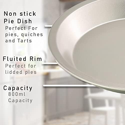 D.A.Y. Republic 24cm Silver Round Non Stick Pie Dishes, Bakeware Tins Perfect for Meat & Fruit Pies, Cakes, Quiches & Tarts