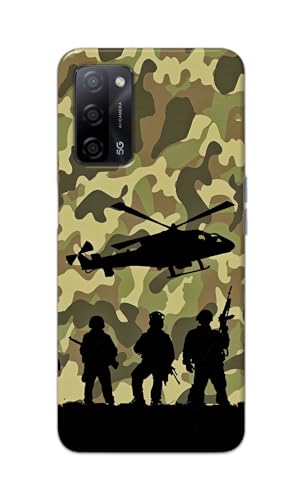 Image of Printed Hard Back Cover Case for Oppo A55 5G | Oppo A53s 5G | Oppo A54s Back Cover (Army) -1111