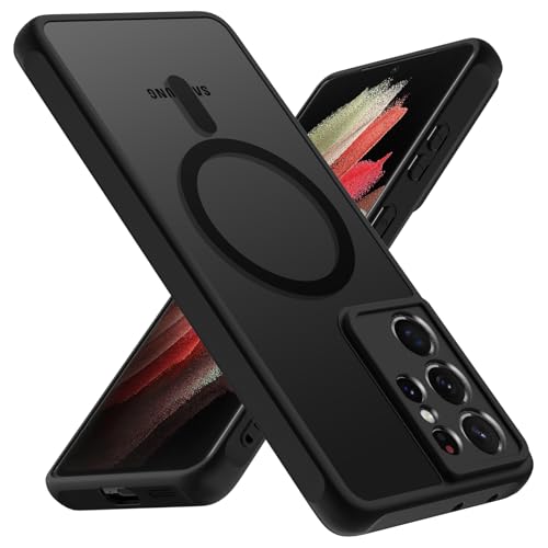 Coque Samsung S21 Ultra Magsafe noire mate anti-choc 6,8 pouces