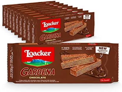 Loacker Gardena Chocolate - Premium Milk Chocolate Covered Crispy Wafer Snack Bars with Chocolate Cream Filling - Pack of 10 family-size bars