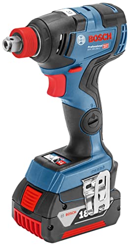 Bosch Professional Visseuse à chocs/boulonneuse Sans-Fil GDX 18V-200 C (18V, 2 Batteries 4,0 Ah, Ø des vis M 6 - M 16, Couple maxi : 200 Nm, L-Boxx), Bleu, Size