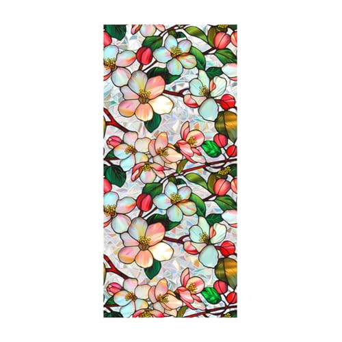 Image of JOONOR Crabapple Blossom Flower Sunroof Film Floral Rainbow Effect Static Clings Window Privacy Film Sun Protection Stained Glass Decals for Car Moonroof & Side Windows, 17.72 x 35.43 Inch