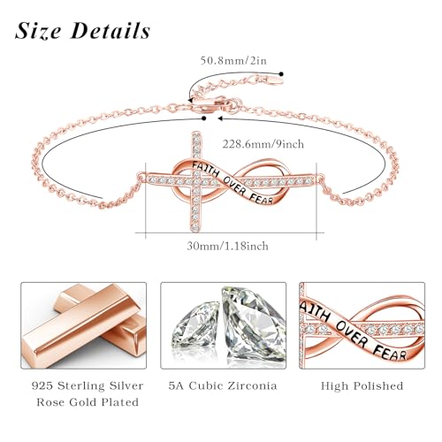 Image of MEDWISE Mothers Day Gifts for Mom Women Infinity Anklet 925 Sterling Silver Adjustable Cross Anklet Summer Beach Jewelry Gifts for Daughter Women Wife Mom