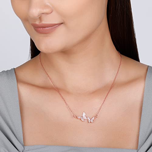 Image of GIVA 925 Silver 18k Gold Plated Rose Gold Zircon Necklace | Gifts for Women & Girls