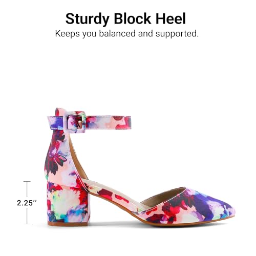 Image of DREAM PAIRS ANNEE Pointed Toe Low Chunky Heels Pump Shoes