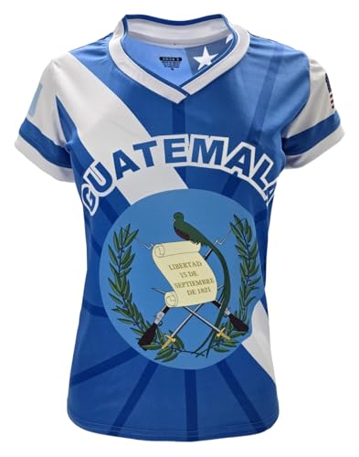 ARZA Guatemala and USA Jersey Design for Women Blue (US, Alpha, 3X-Large, Regular, Regular, Blue)