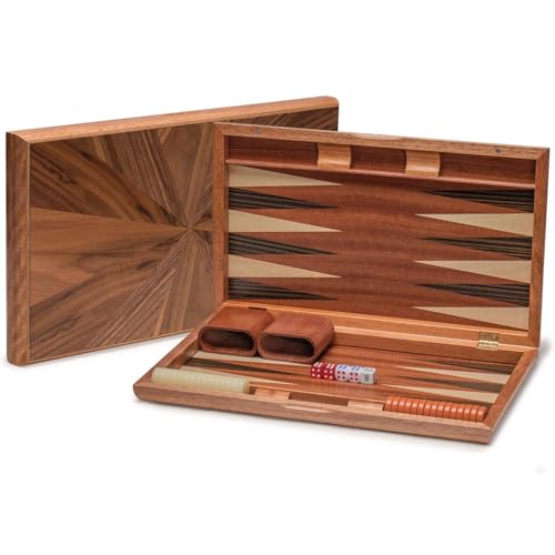 Goo!Hoo Wooden Folding Inlay Backgammon Board Game Set Classic Traditional Board Games for All Ages (17IN)