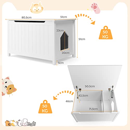 Boîte à litière pour chat premium en bois de pin supportant 50 kg
