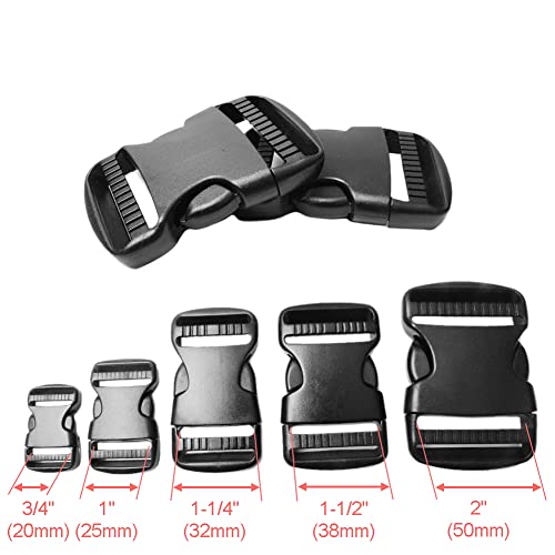 10 Pack 2" Plastic Side Release Buckle Dual Adjustable Outdoor Camping Tactical Backpack Belt Strap Webbing Bag Hardware Accessories (2"(50.6Mm) Dual Release) #TOP1