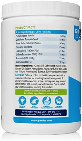 Glandex Fibre Supplements Dog Soft Chews with Pumpkin for Dogs, Digestive Enzyme & Probiotic - Vet Recommended to Boot the Scoot
