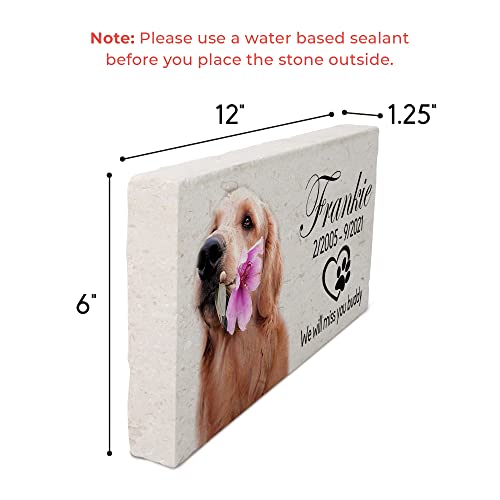 Royal Matter Personalized Pet Memorial With Keepsake Photo On Limestone - Headstones, Garden Stones, And Grave Markers For Dogs - Dog Memorial Stone, Pet Memorial Gifts - 12”X 6”X1.25” (Frankie) #TOP3