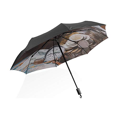 Preisvergleich Produktbild Umgekehrte Doppelschicht-Regenschirme für Frauen Glasgeld-Lagertank Tragbarer kompakter Klappschirm Anti-UV-Schutz Winddichte Outdoor-Reisen Frauen Netter Regenschirm für Frauen