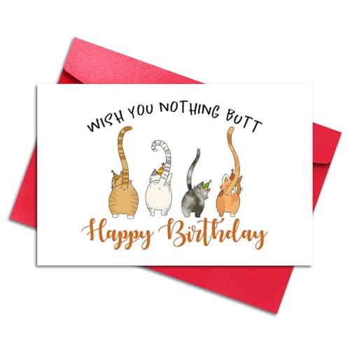 LYMEQING Happy Birthday Cat Theme Card for Him Her Men Women