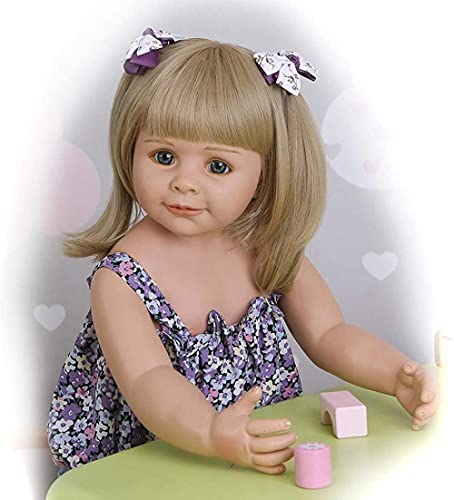 Wiedergeborene Puppen Wiedergeburt Puppe Simulation Wiedergeborenes Kleinkind Silikon Vinyl Mädchen Blonde Haar 34inch… – Bild 8
