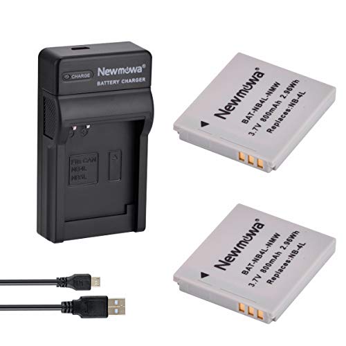 Newmowa NB-4L Replacement Battery (2-Pack) and Portable USB Charger Kit for Canon PowerShot ELPH 100 HS,300 HS,310 HS,SD30,SD40,SD200,SD300,SD400,SD600,SD750,SD780 is,SD960 is,SD1000,SD1100 is by Newmowa - Used condition - US$13.97
