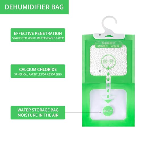 Kleiderschrank-Luftentfeuchter Hängesäcke, 700 g, Set mit 7 hängenden Kleiderschrank-Luftentfeuchterbeuteln mit Feuchtigkeitsfänger-Kristallen für Kleiderschränke, Schränke, Zuhause, Küche, Garage,