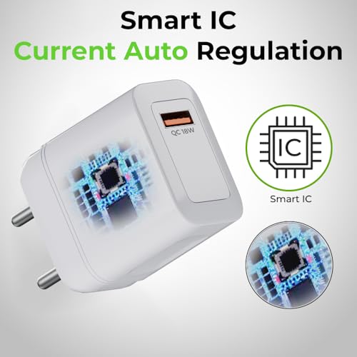 Image of UltraProlink | 18W QC 3.0 Fast Charge | Smart IC & Auto Detect Compatible with Vivo, iQoo, Redmi, Samsung & Xiaomi | 1m Type C Cable | White | UM1340
