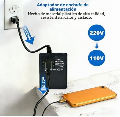 Adaptador de Enchufe, Convertidor de Voltaje de Transformador de Potencia de 300 W CA 220 V a 110 V, Adaptador de Enchufe de la UE, Adaptador de Enchufe de Viaje