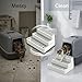 Vestamore 3-Layer Anti-Tracking Pet Litter Steps Ramp Stool, Adjustable Detachable Hollow Pedals for Kittens, Aged Felines, Waste Control, White Abs, Automatic Cleanup Systems