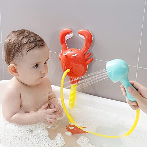 Image of Mambobaby Bath Toy with Shower Head for Toddlers 1-3, HECCEI Baby Bathtub Rinser Toy Crab Sprinkler Electric Shower Spray Water Toy for Boys Girls Infants Kids