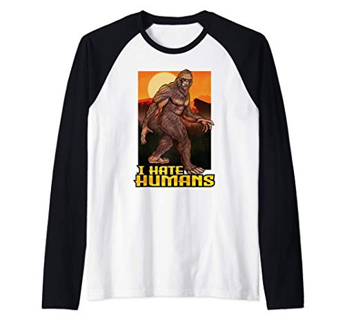 Paranormal Bigfoot - I Hate Humans Sasquatch Maglia con Maniche Raglan